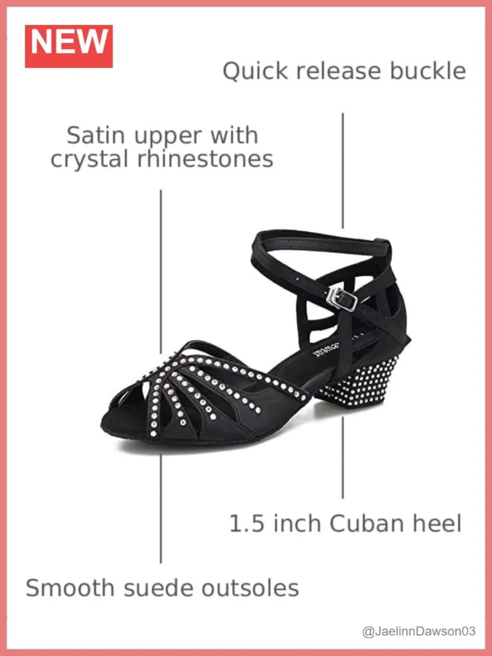 Women's Satin Low Heel Ballroom Dance Shoes with Rhinestones Cuban Heel